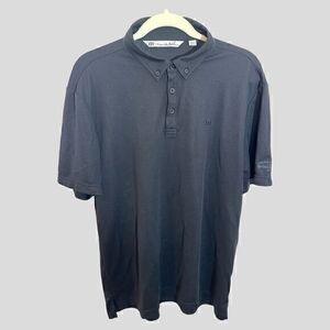 Travis Mathew Polo Shirt Mens Large Golf Black Embroidered Logo Oxford Greens